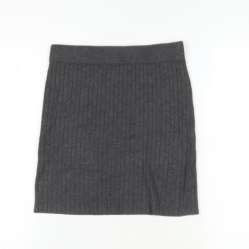 New Look Grey Knit Skirt - Size 12, Knee Length, Casual