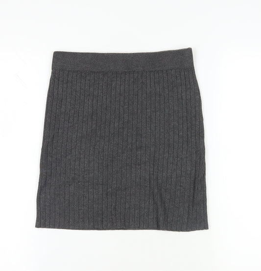 New Look Grey Knit Skirt - Size 12, Knee Length, Casual