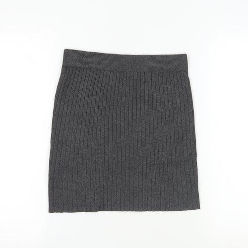 New Look Grey Knit Skirt - Size 12, Knee Length, Casual