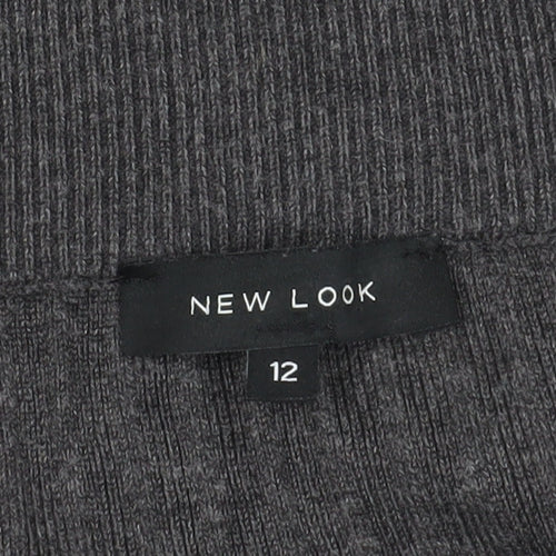 New Look Grey Knit Skirt - Size 12, Knee Length, Casual