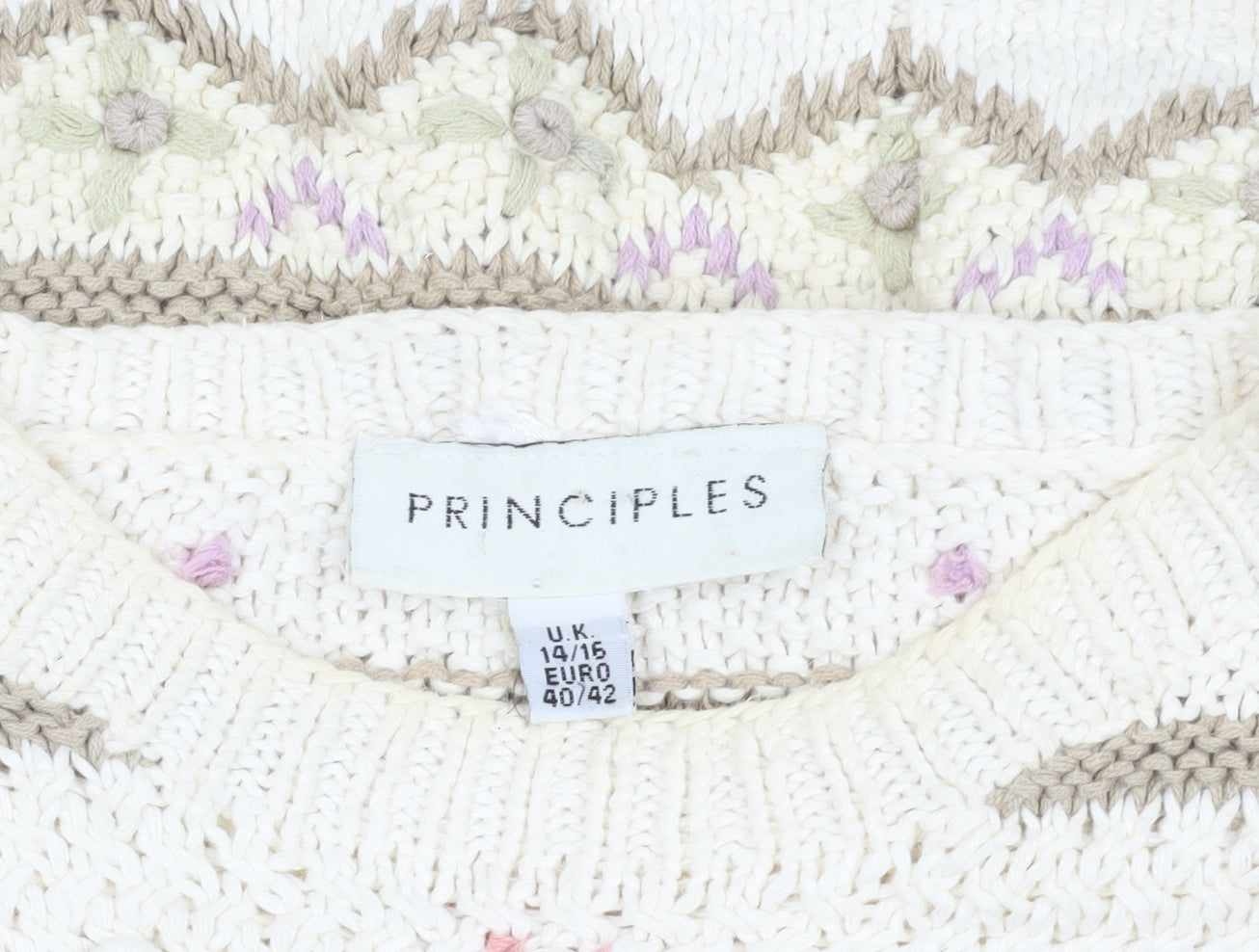 Principles Multicoloured Floral Knit Jumper Size 14