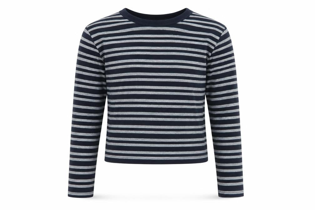 Front view of STR Black Striped Cropped T-Shirt -, size 12
