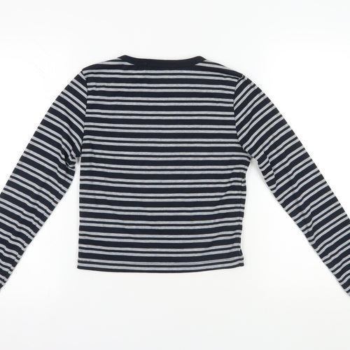 STR Black Striped Cropped T-Shirt - Size 12