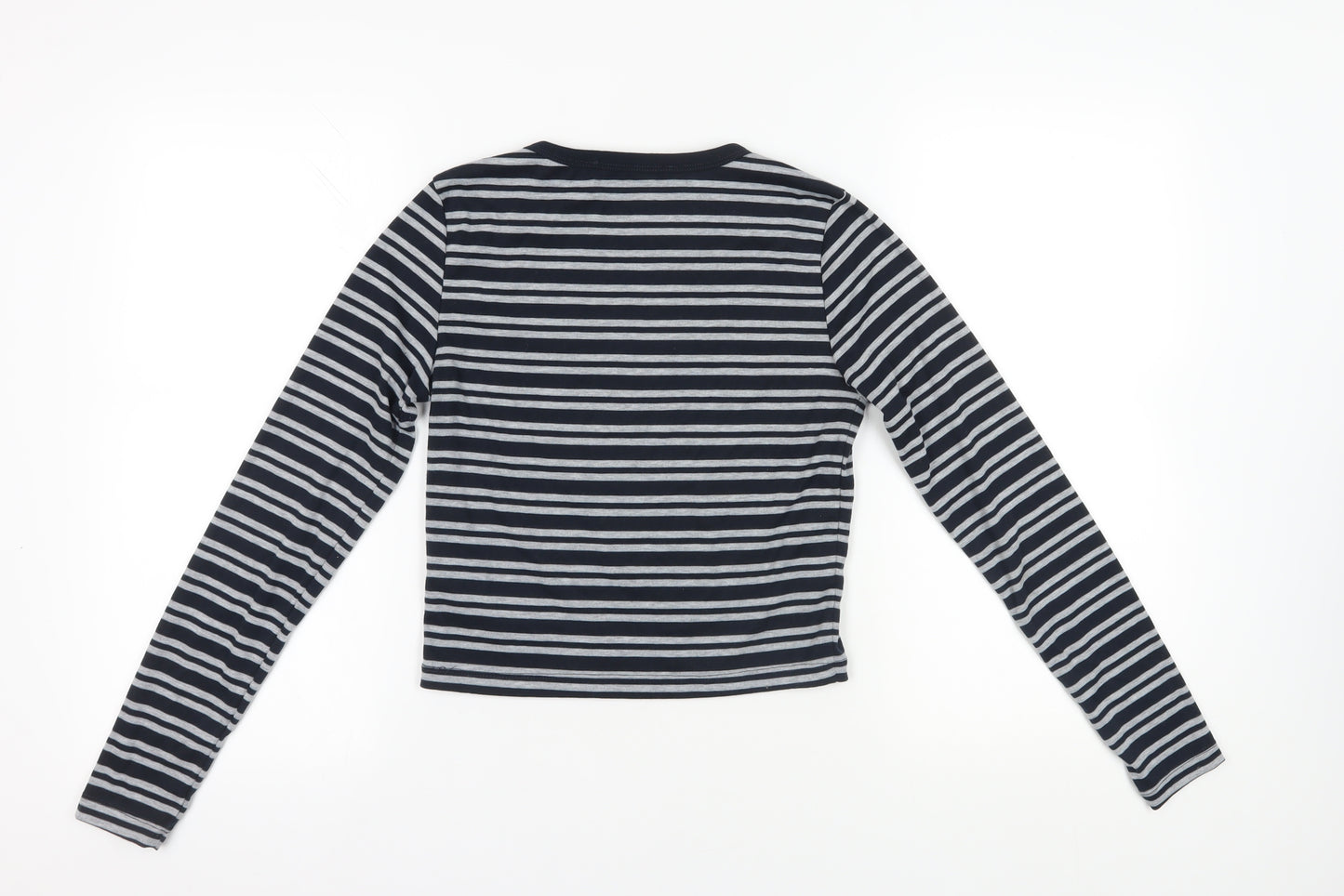 STR Black Striped Cropped T-Shirt - Size 12