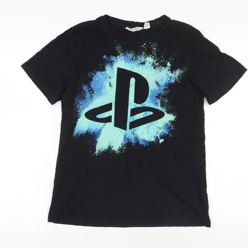 H&M Black PlayStation Graphic Boys T-Shirt Size 14