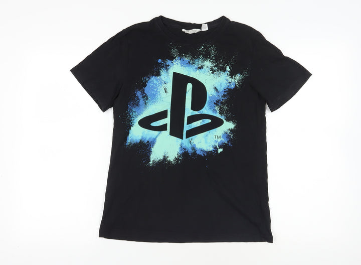 H&M Black PlayStation Graphic Boys T-Shirt Size 14