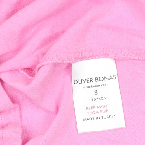 Oliver Bonas Pink Puff Sleeve T-Shirt Size 8