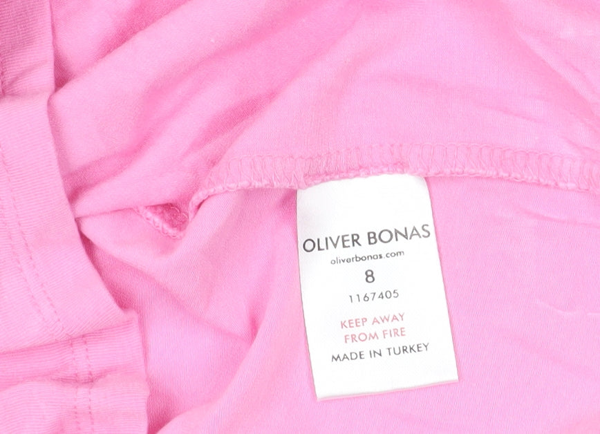 Oliver Bonas Pink Puff Sleeve T-Shirt Size 8