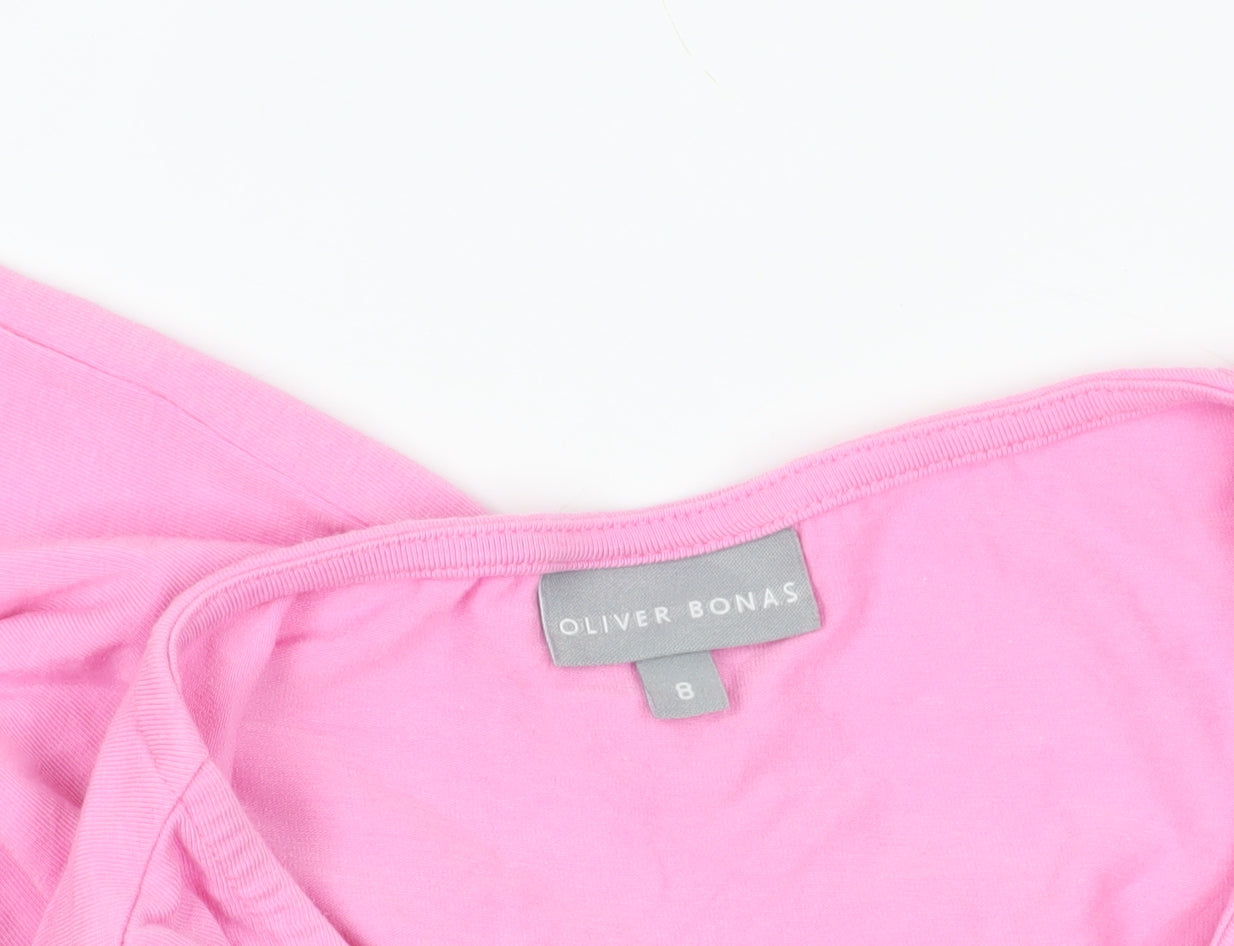 Oliver Bonas Pink Puff Sleeve T-Shirt Size 8