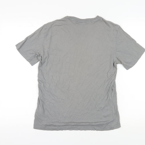 H&M Grey Cotton T-Shirt XS Regular Fit Crew Neck