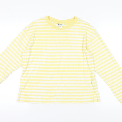 Monki Yellow Striped T-Shirt, Size 12, Casual Long Sleeve