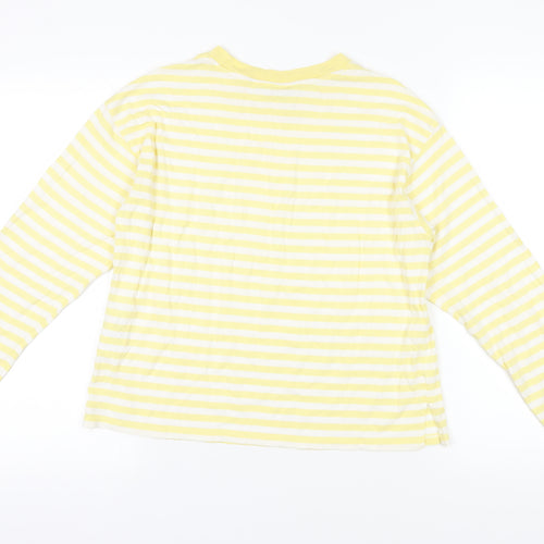 Monki Yellow Striped T-Shirt, Size 12, Casual Long Sleeve