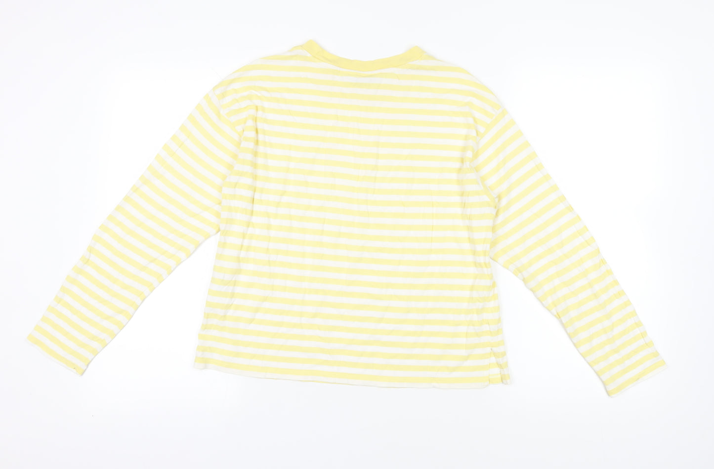 Monki Yellow Striped T-Shirt, Size 12, Casual Long Sleeve