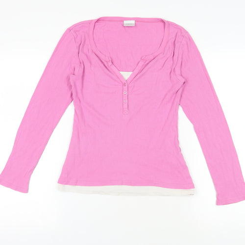 Next Pink Long Sleeve Henley T-Shirt Size 12