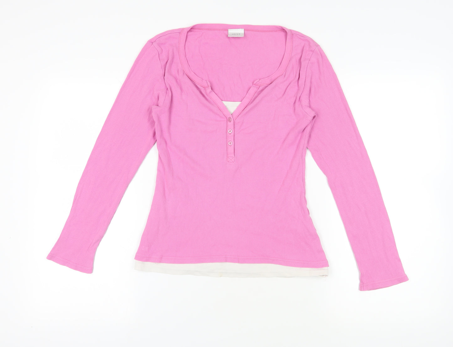 Next Pink Long Sleeve Henley T-Shirt Size 12