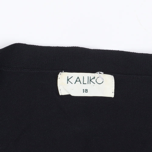 Kaliko Black High Neck Striped Top - Size 18