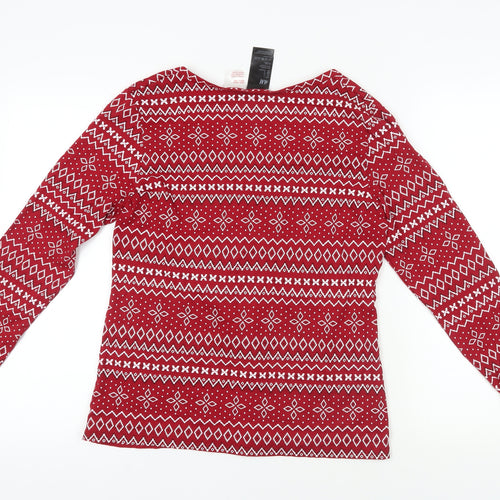 H&M Red Fair Isle Long Sleeve Jersey Top, L