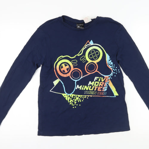 H&M Blue Gaming Graphic Long Sleeve T-Shirt 12-14 Years