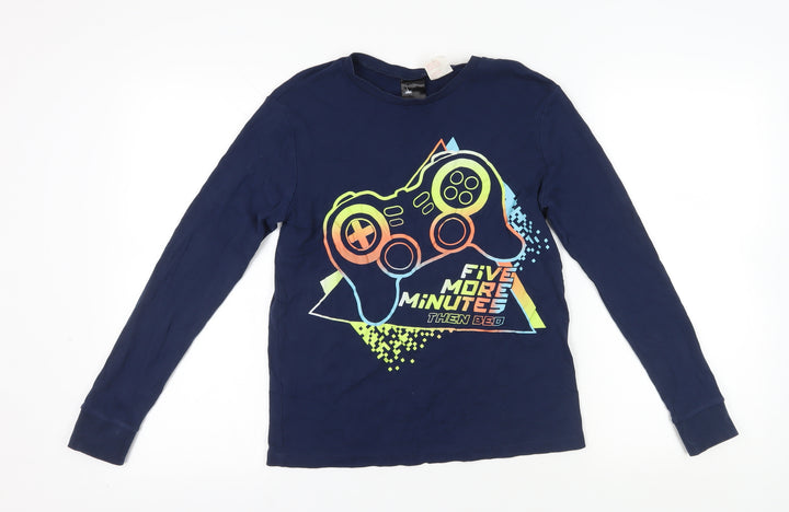 H&M Blue Gaming Graphic Long Sleeve T-Shirt 12-14 Years