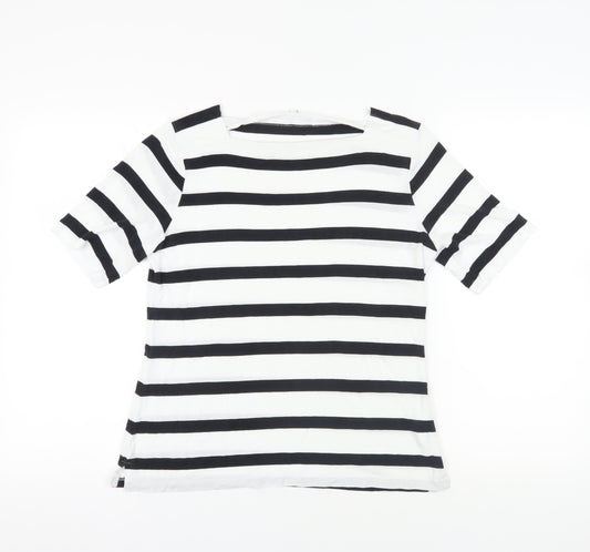 Next Striped White T-Shirt Short Sleeve Size 14