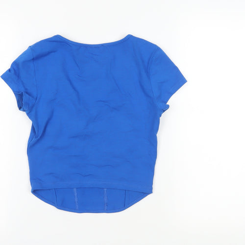 Bershka Blue Short Sleeve Cropped Top - Size M