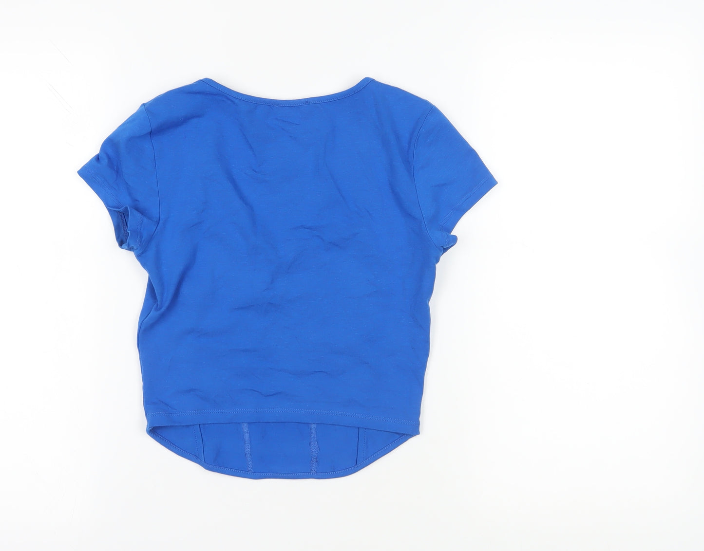 Bershka Blue Short Sleeve Cropped Top - Size M