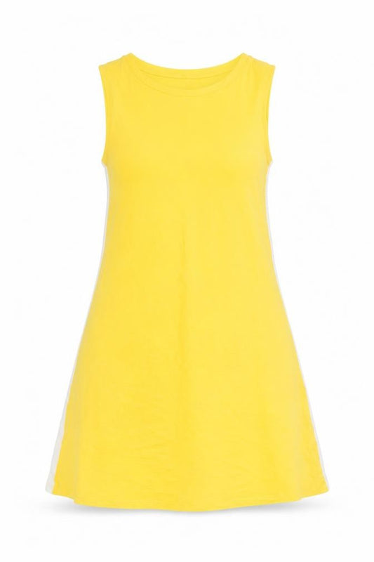 Front view of Pull&Bear Yellow Cotton Sleeveless Tank Dress, size 6