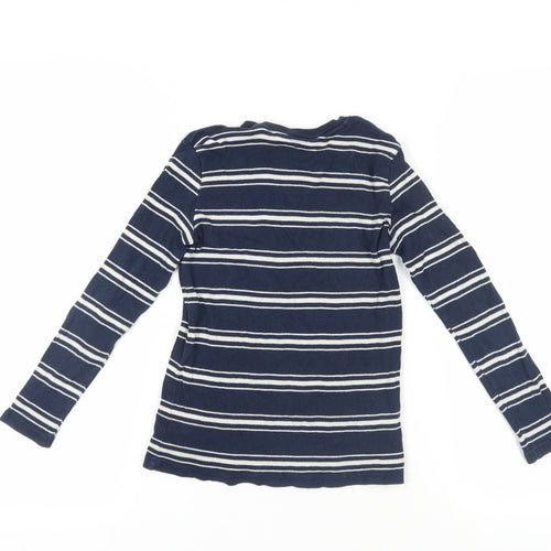 H&M Blue Striped Henley T-Shirt, 9-10Y, Cotton Knit