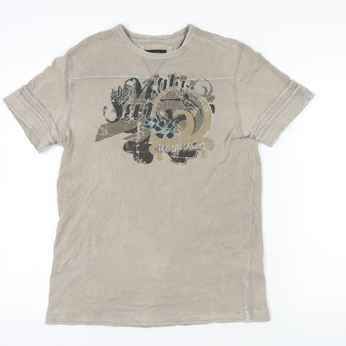 Next Beige Graphic T-Shirt Medium Cotton All Seasons