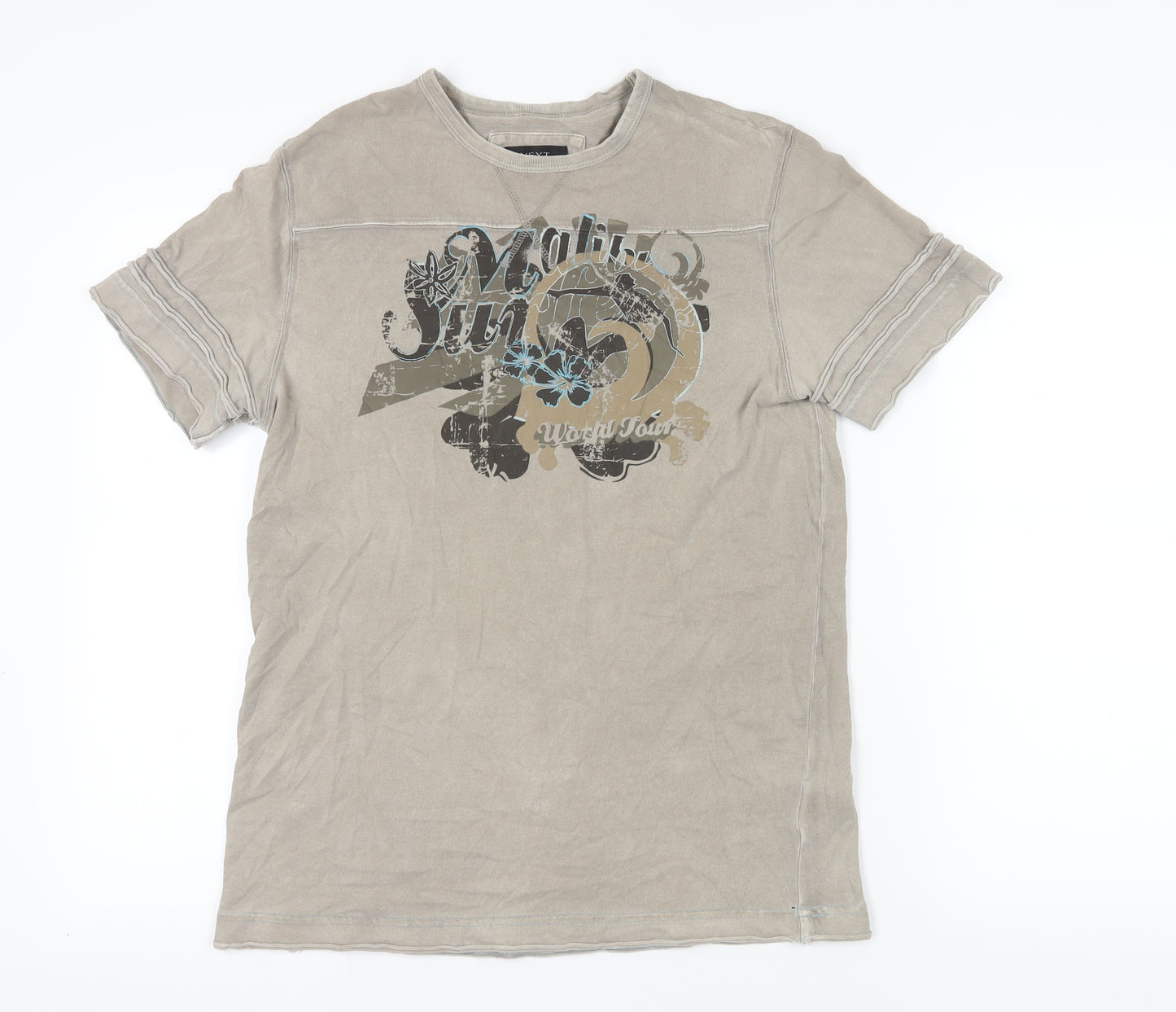 Next Beige Graphic T-Shirt Medium Cotton All Seasons