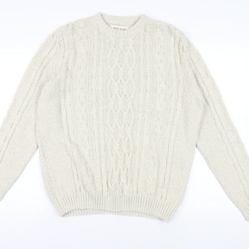 River Island Ivory Cable-Knit Jumper M Men Pullover