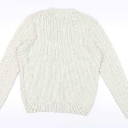 River Island Ivory Cable-Knit Jumper M Men Pullover