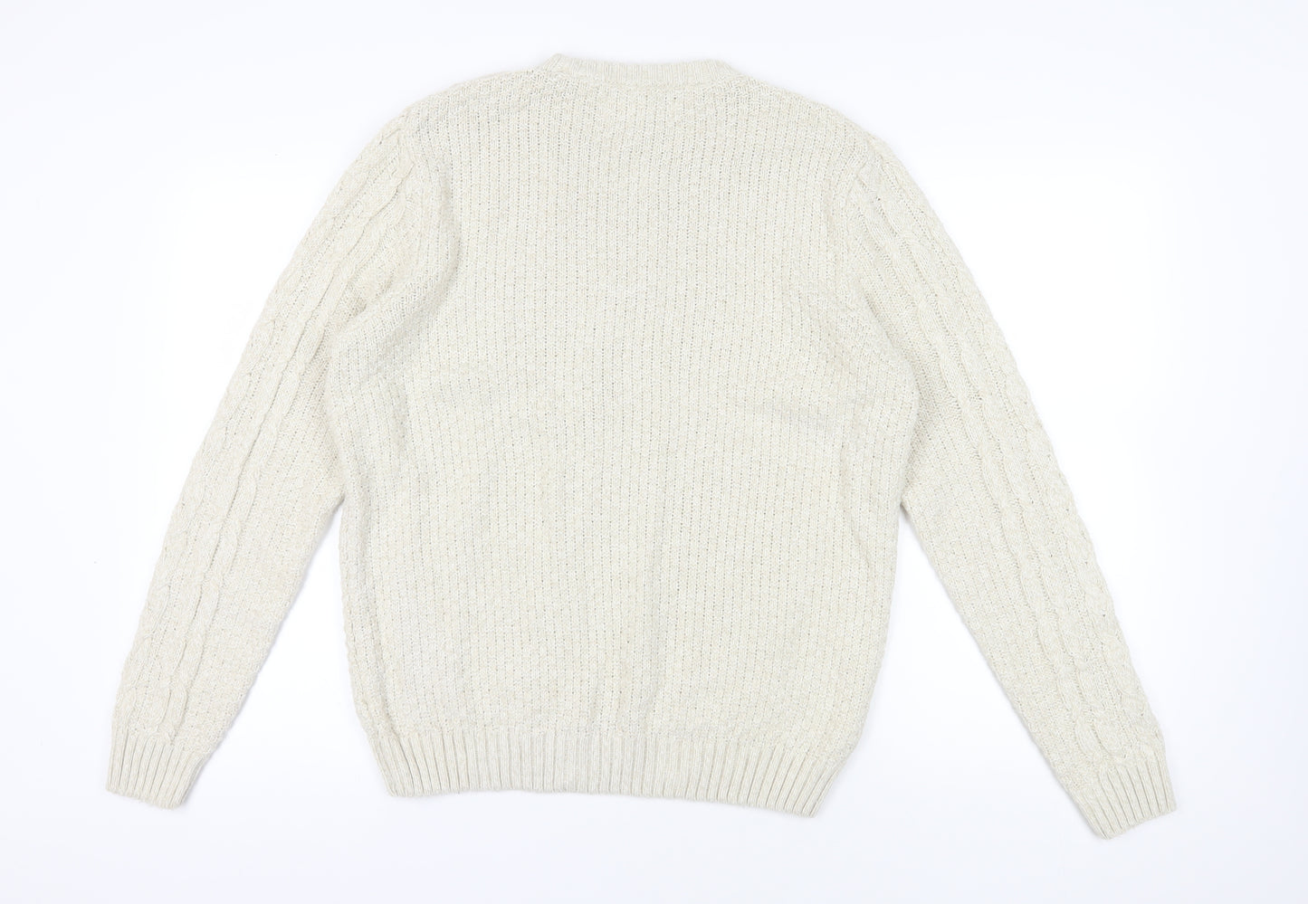 River Island Ivory Cable-Knit Jumper M Men Pullover