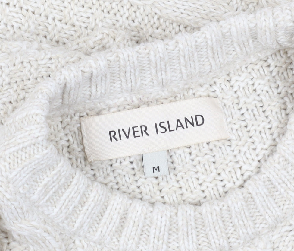 River Island Ivory Cable-Knit Jumper M Men Pullover