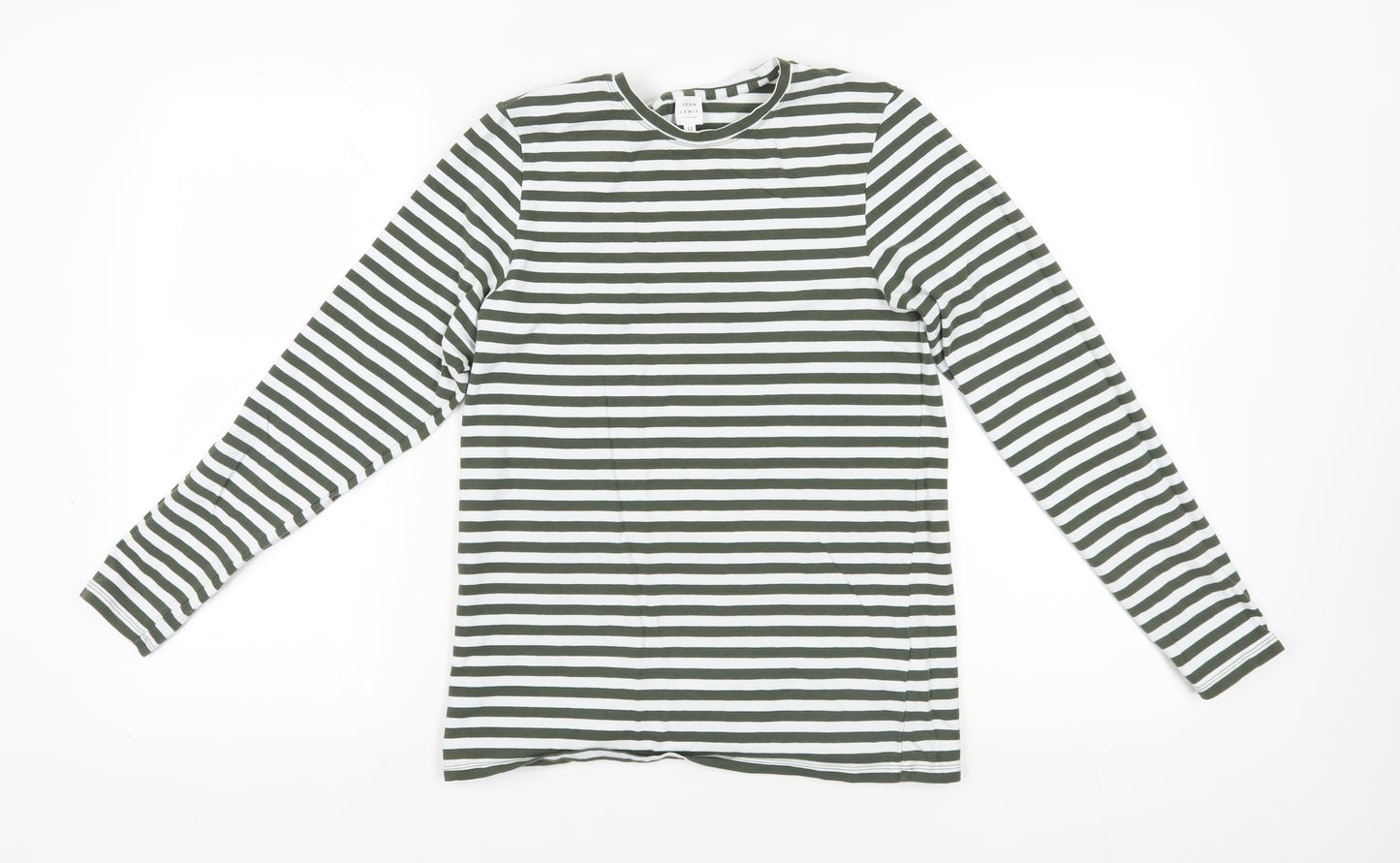 John Lewis Green Striped T-Shirt, Size 12, Long Sleeve