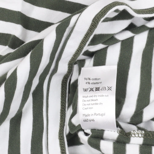 John Lewis Green Striped T-Shirt, Size 12, Long Sleeve