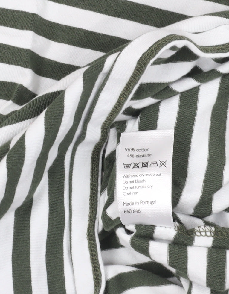 John Lewis Green Striped T-Shirt, Size 12, Long Sleeve