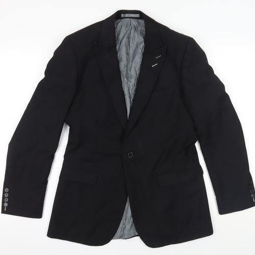 Men's Black Wool Blazer, Size M, Regular Fit
