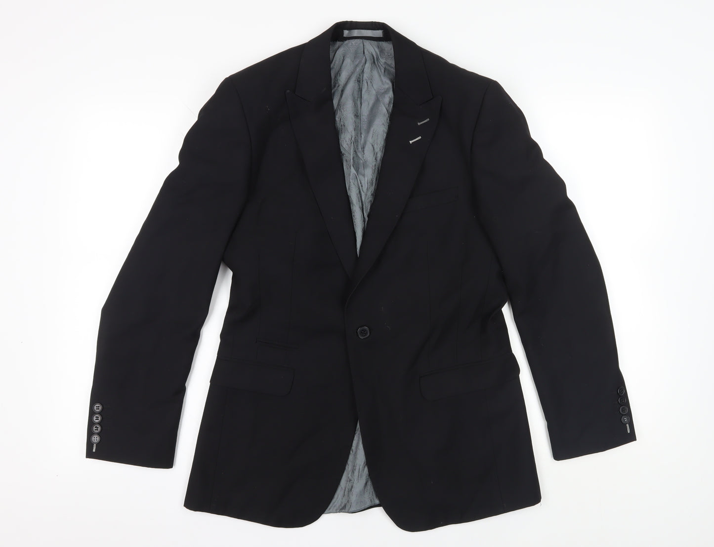 Men's Black Wool Blazer, Size M, Regular Fit