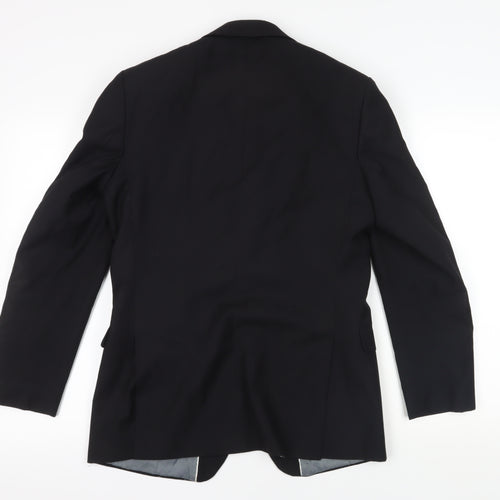 Men's Black Wool Blazer, Size M, Regular Fit