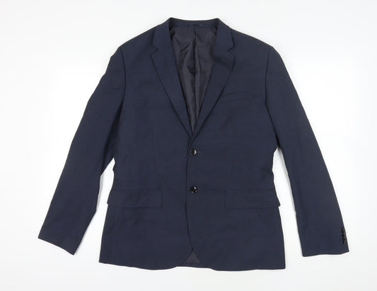 H&M Blue Skinny Fit Blazer, Size 42, Formal Wear