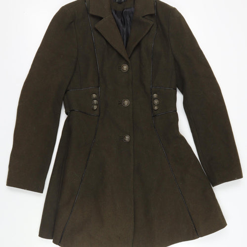 Topshop Brown Wool Blend Mid-Length Pea Coat Size 10