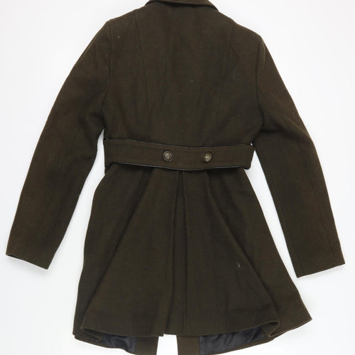 Topshop Brown Wool Blend Mid-Length Pea Coat Size 10