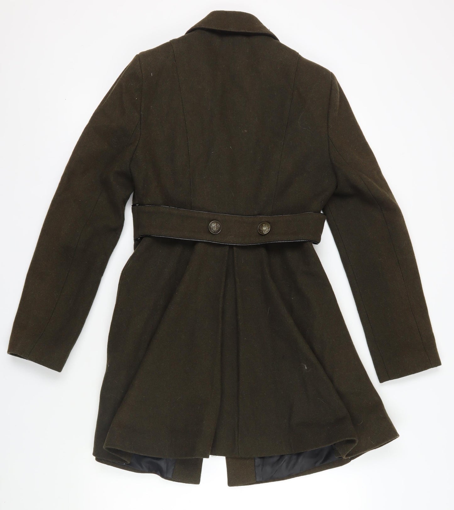 Topshop Brown Wool Blend Mid-Length Pea Coat Size 10