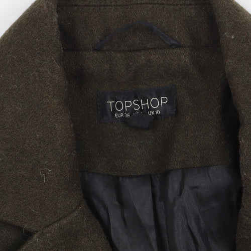 Topshop Brown Wool Blend Mid-Length Pea Coat Size 10