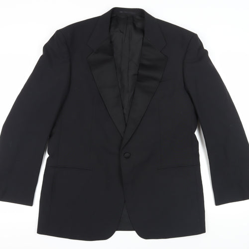 St Michael Black Wool Blend Tux Jacket Medium