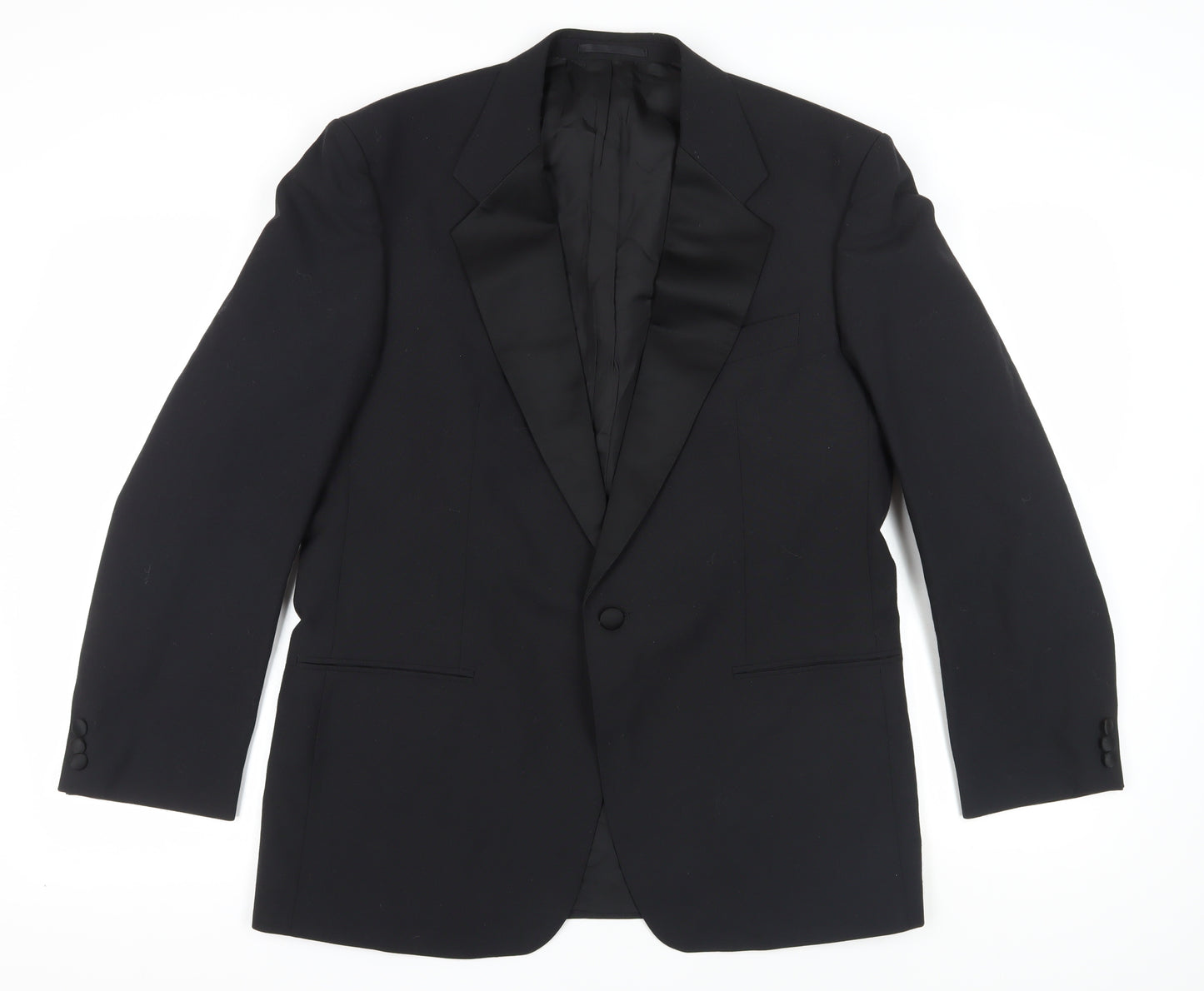 St Michael Black Wool Blend Tux Jacket Medium