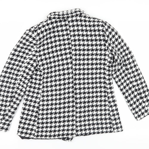 Boohoo Black White Houndstooth Blazer, Size 8, Classic Style