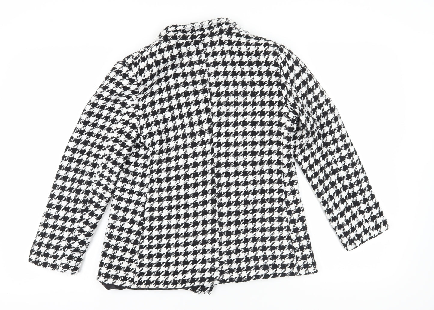 Boohoo Black White Houndstooth Blazer, Size 8, Classic Style