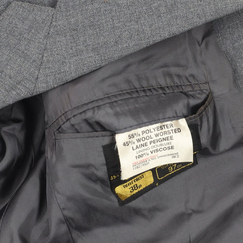 St Michael Grey Single-Breasted Blazer - Size 38